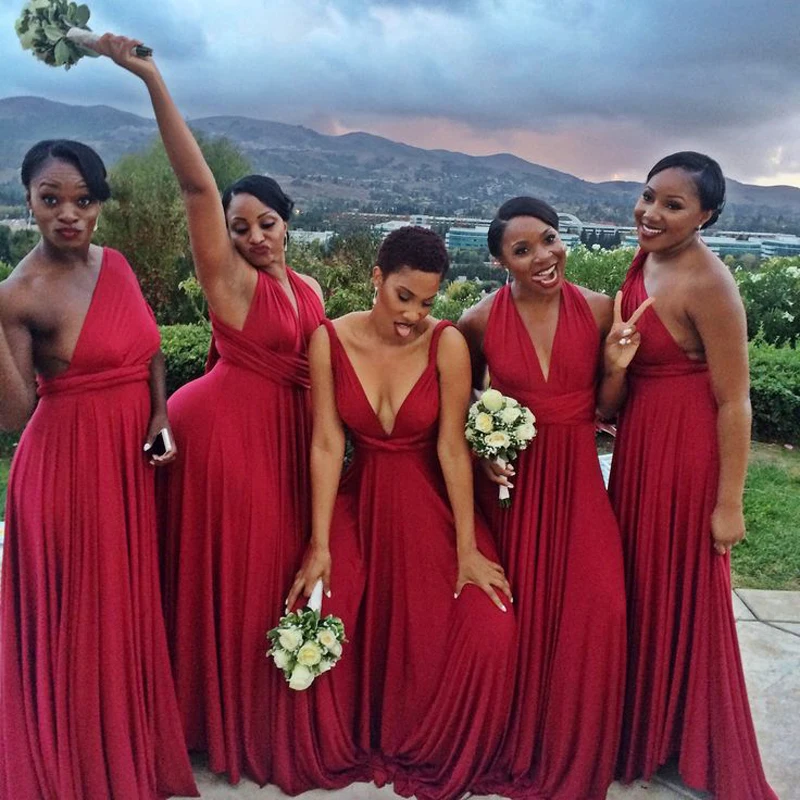 Sexy Dark Red Cheap A Line Pleated font b Bridesmaid b font font b Dresses b