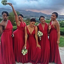 Sexy Dark Red Cheap A Line Pleated Bridesmaid Dresses 2016 Long Burgundy Party Prom Maid of Honor Gowns vestido madrinha BR63