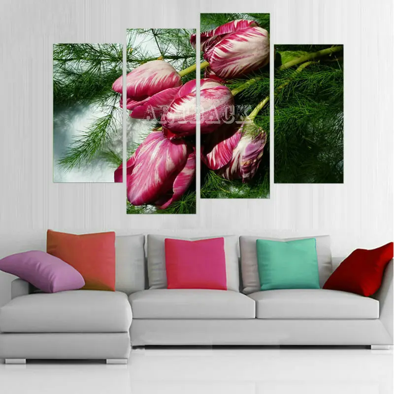 

Tulip 4pcs/set 5D diamond embroidery flower diy diamond painting full square drill mosaic painting home decoration