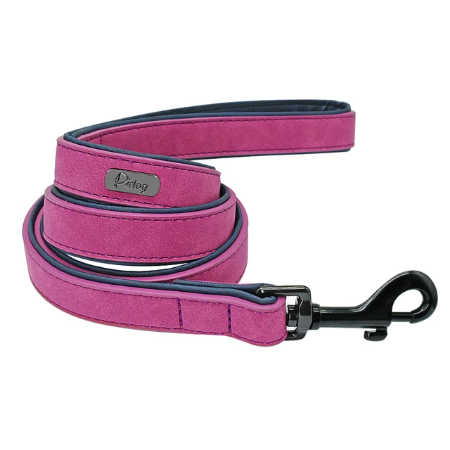 Custom Dog Collars Leather Personalized Pet Dog Tag Collar Leash Lead For Small Medium Large Dogs Pitbull Bulldog Pugs Beagle Purple Leash