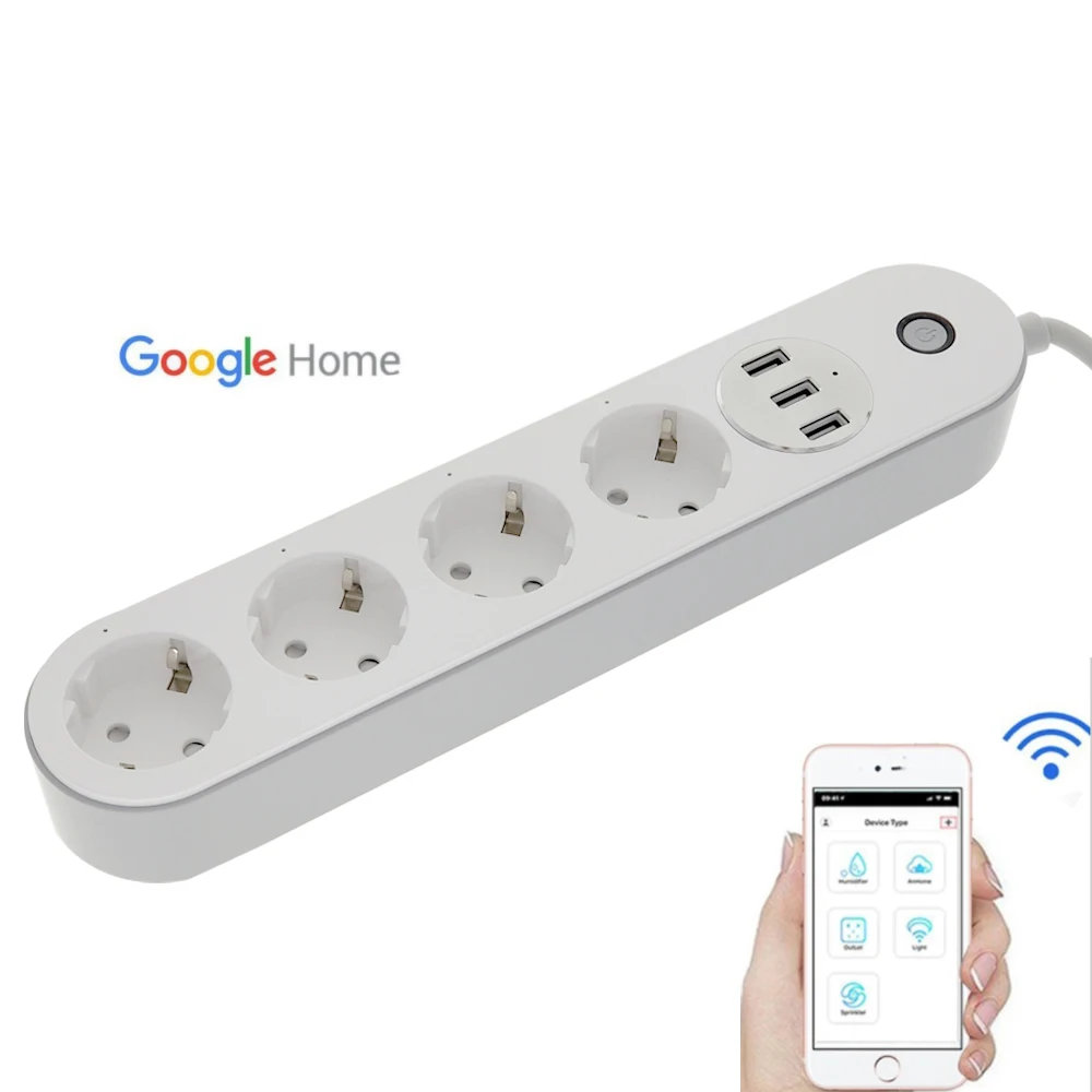 

WiFi Smart Switch 4AC+3 USB Power Strip Electronic Socket Home Office Surge Protector EU Plug hargers Extension Smart Socket
