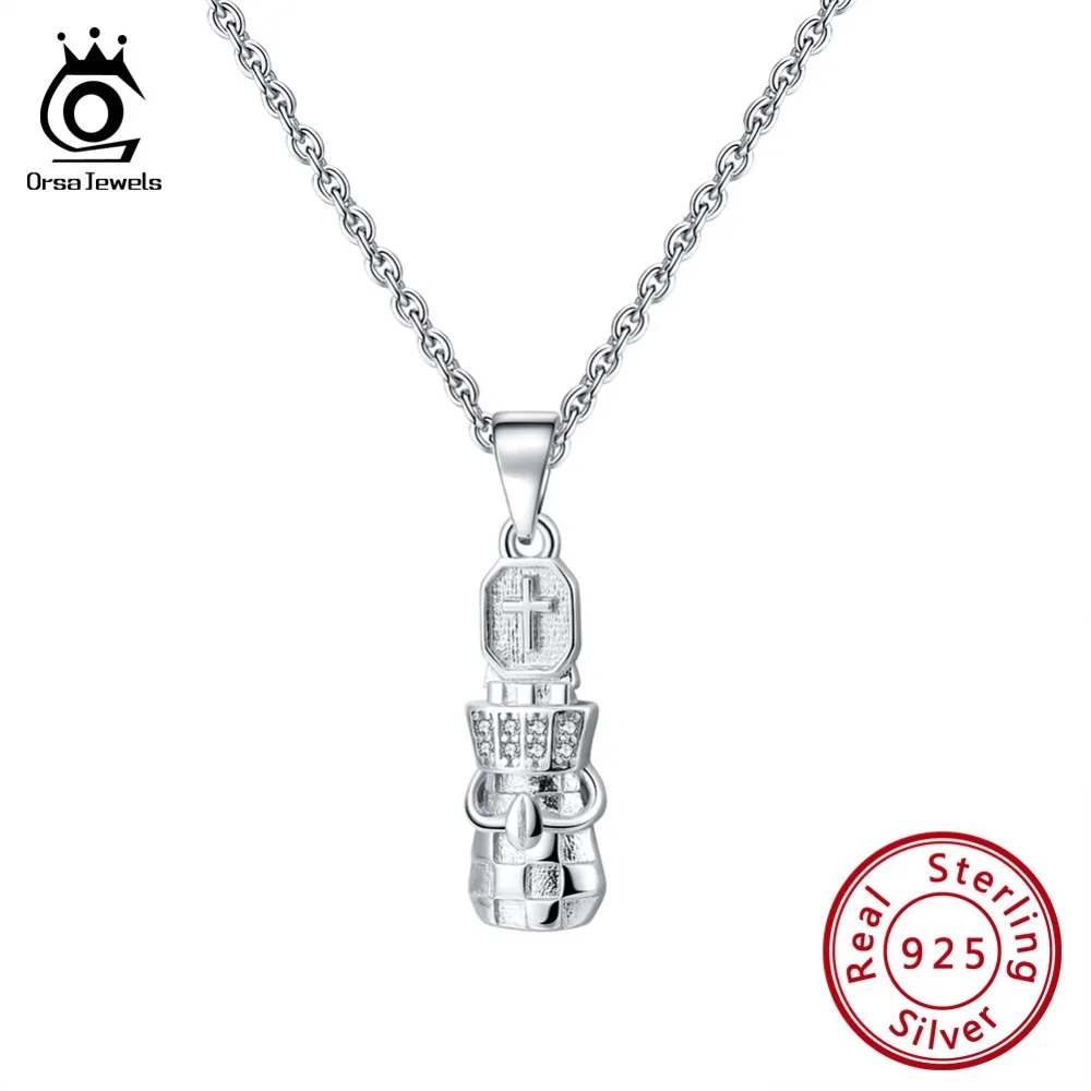 ORSA JEWELS Настоящее Стерлинговое серебро женские ожерелья высшего класса AAA CZ шахматный узор кулон женские модные вечерние ювелирные изделия SN128