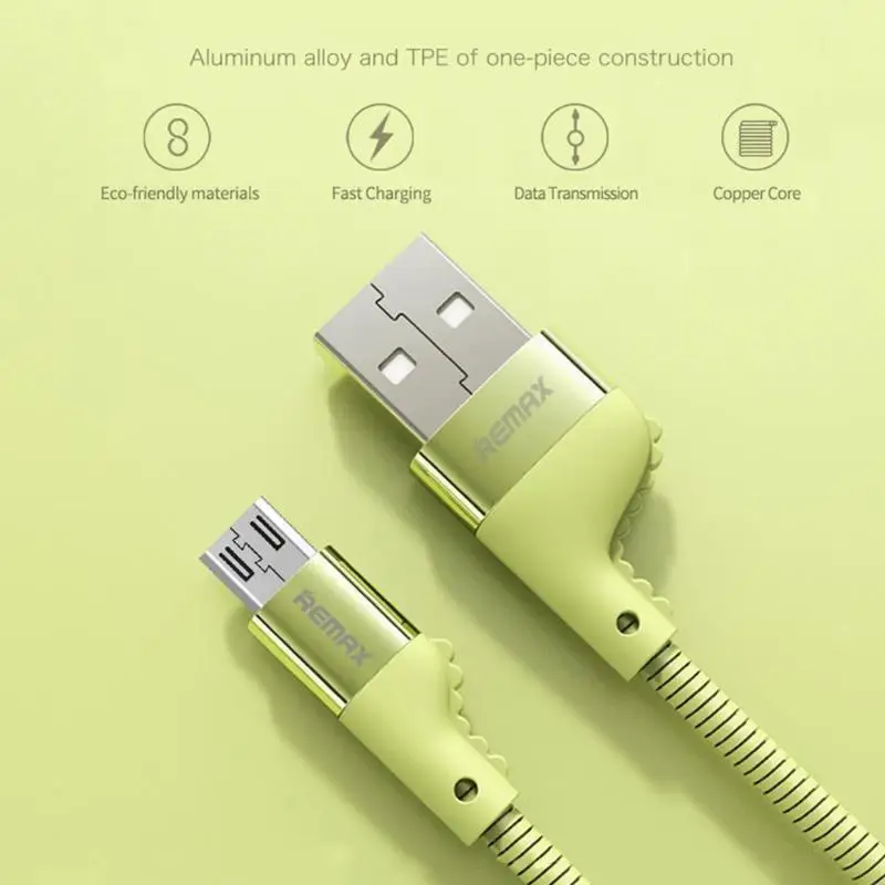 

REMAX TPE Micro USB Charger Line 1m/3.3ft 2.1A Fast Charging Data Sync Charging Cable Wire Cord For Android Mobile Phone