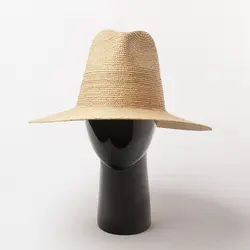 Панама Для женщин летнее солнце Шапки 2019 тонкой соломенные из пальмового волокна шляпа для сафари для дам УФ-защита отпуск Шапки для отдыха