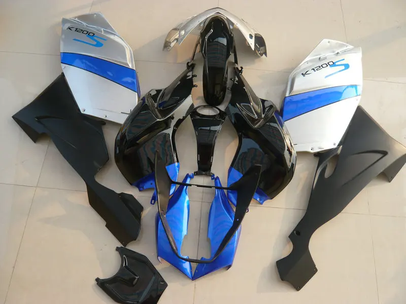 Обтекатель мотоцикла для BMW K1200S 05 06 07 08 K1200 S 2005 2006 2007 2008 ABS серебряные черно голубые