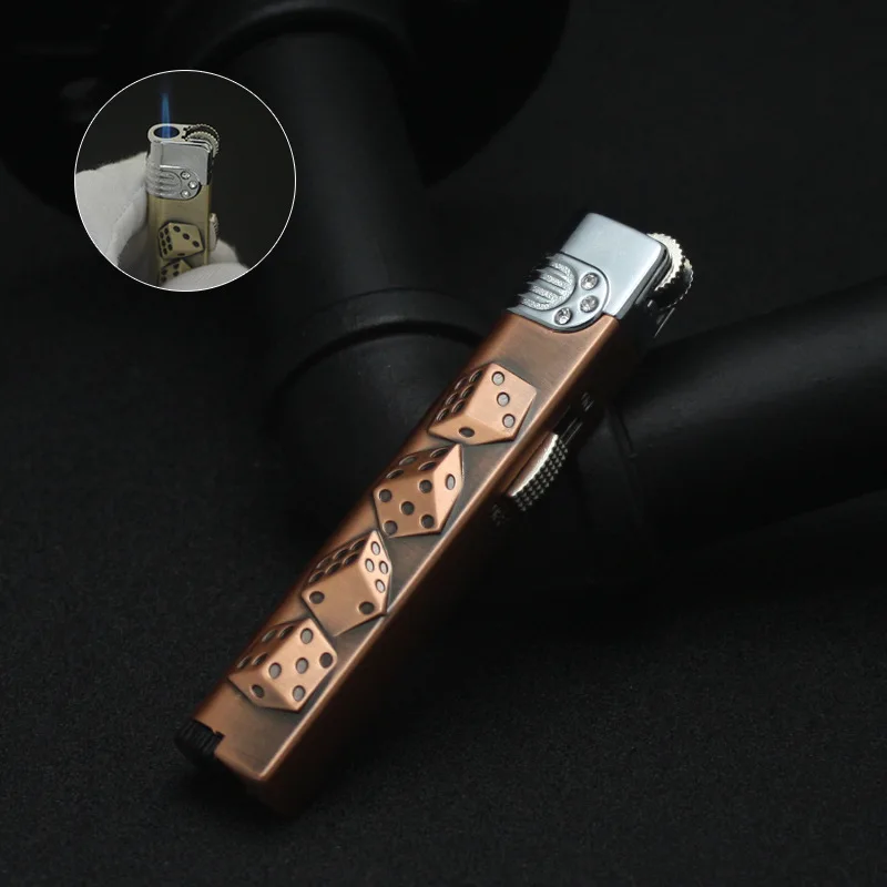 

Portable Metal Jet Lighter Gas Torch Lighter Flat Windproof Metal Cigar Lighter Gadget for Men Gift Cigarette Accessories