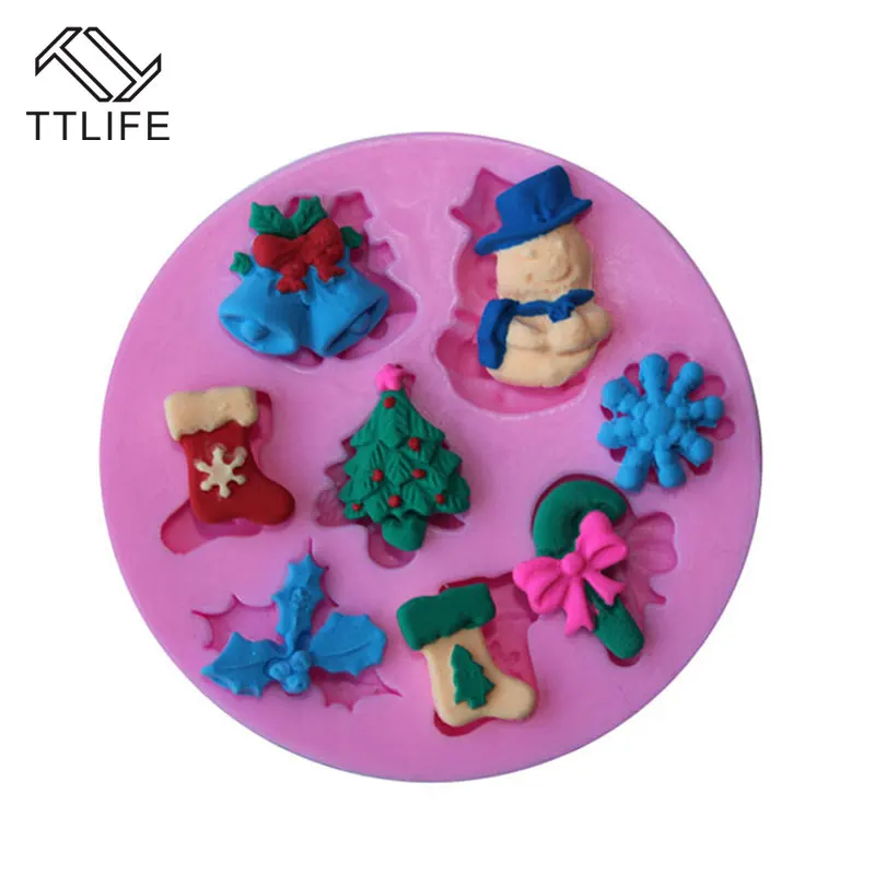 

TTLIFE 1PC Christmas Series Modeling DIY Handmade Soap Silicone Mold Chocolate Jelly Foundant Mold Chip Cake Bareware