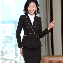 Осень и зима Профессиональный Бизнес Формальные блейзеры костюмы с юбкой и куртки наборы униформы дизайн для женщин Дамская одежда