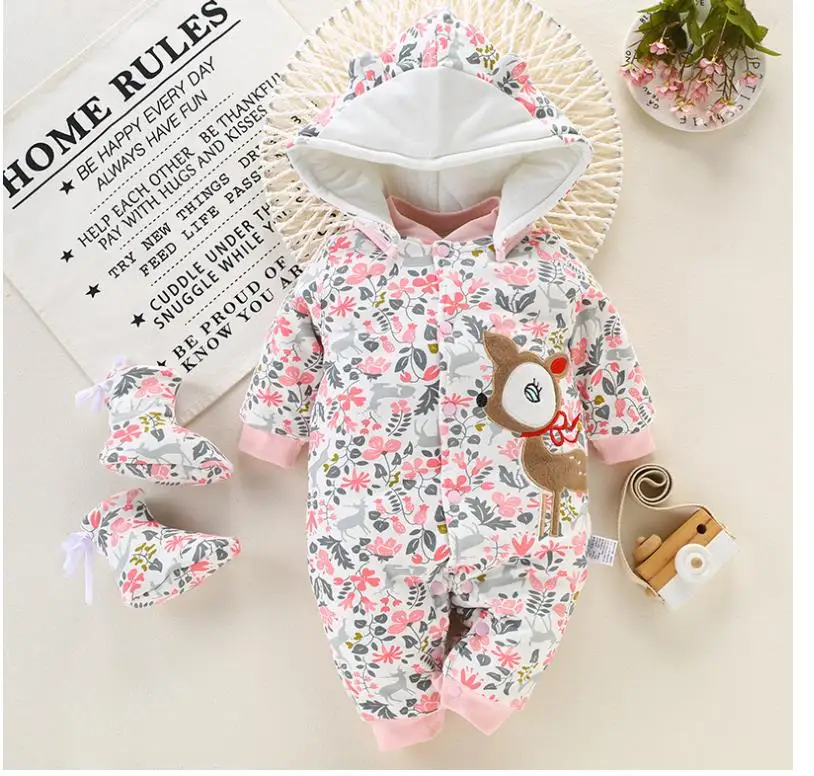 Little monkey's soft cartoon one-piece cotton-padded jacket