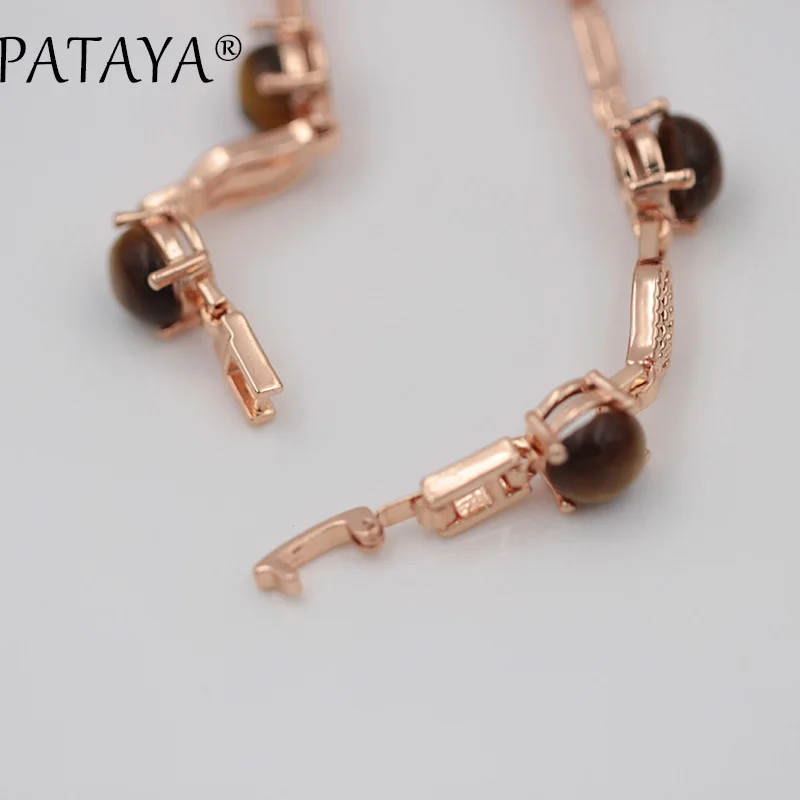 PATAYA, Новое поступление, хит, круглые браслеты из натурального камня, 585, розовое золото, звено, браслет для женщин, девушек, свадьба, вечеринка, винтажное ювелирное изделие, 17 см