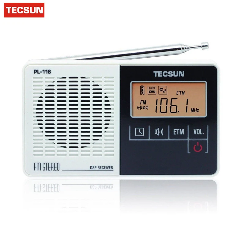 Tecsun PL-118 PL118 радио-часы ультра-легкий Портативный карманный мини цифровое радио, PLL DSP FM радио диапазона часы с ЭТМ