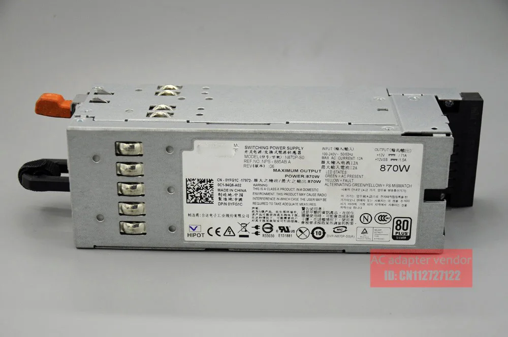 Для DELL R710 сервер источника питания модуль 870W 0YFG1C N870P S0 NPS 885AB a|server power supply|dell supplymodule |