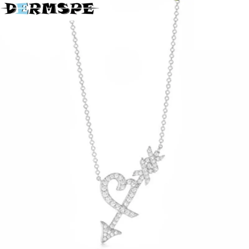 

DERMSPE TIFF 925 Sterling Silver Fashion Zircon Ship Anchor Clavicle Chain Charm Ladies Necklace Factory Direct