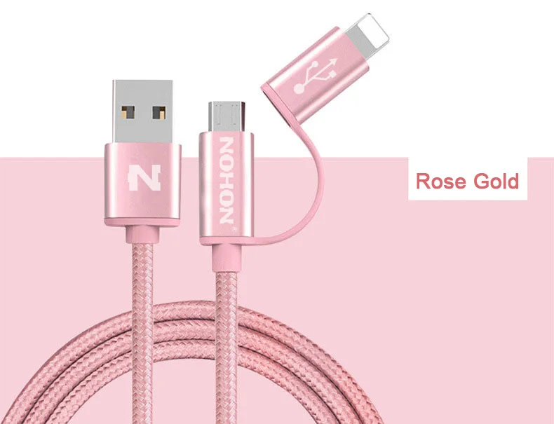 NOHON 2 в 1 Micro USB кабель 8pin USB кабель для зарядного устройства для iPhone 8 7 6 6S Plus 5S iOS 10 9 samsung LG htc Кабели USB для мобильных телефонов