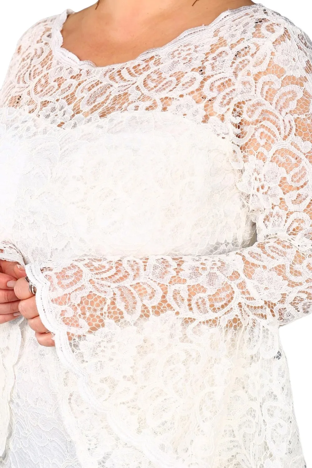White-Plus-Size-Flared-Sleeve-Lace-Dress-LC610501-3