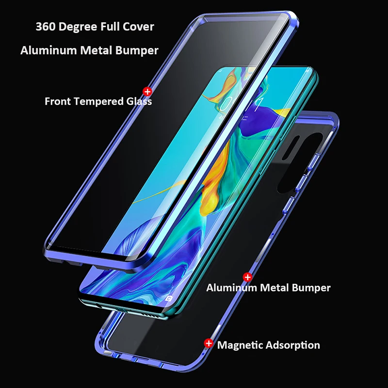 360 Полный Магнитный чехол для телефона huawei P30 Pro mate 30 mate 20X P20 двойной стеклянный металлический бампер Honor Note 10 9X V10 V9 8X чехол