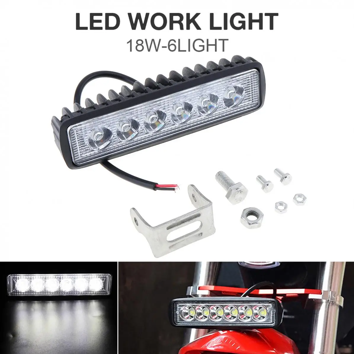 

18W Waterproof Universal 1000LM Bright Light Spot 6 LED Car Work Light Bar Driving Fog Offroad Car Lamp