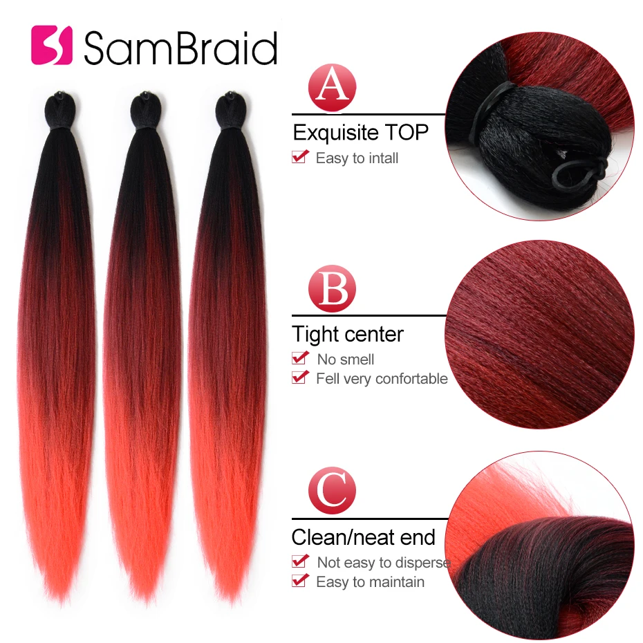 Sambraid Easy Jumbo косы предварительно растягивающиеся Омбре плетение волос крючком косы 24 дюйма 60 г/упак. канекалон синтетические волосы для наращивания для женщин