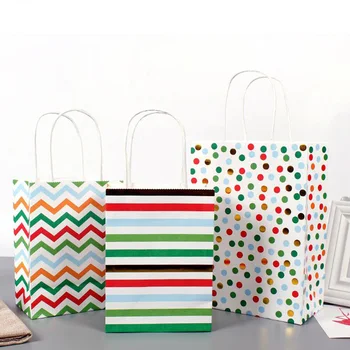 

Simple Geometric Pattern 25x18x10cm Paper Bags with Handles Baby Souvenirs Birthday Party Decorations Chocolate Paper Gift Bag