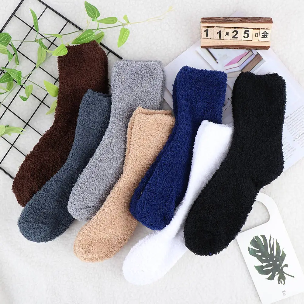 1 пара Очень уютные кашемировые бархатные носки мужские зимние теплые сон кровать пол домашние носки chaussette homme