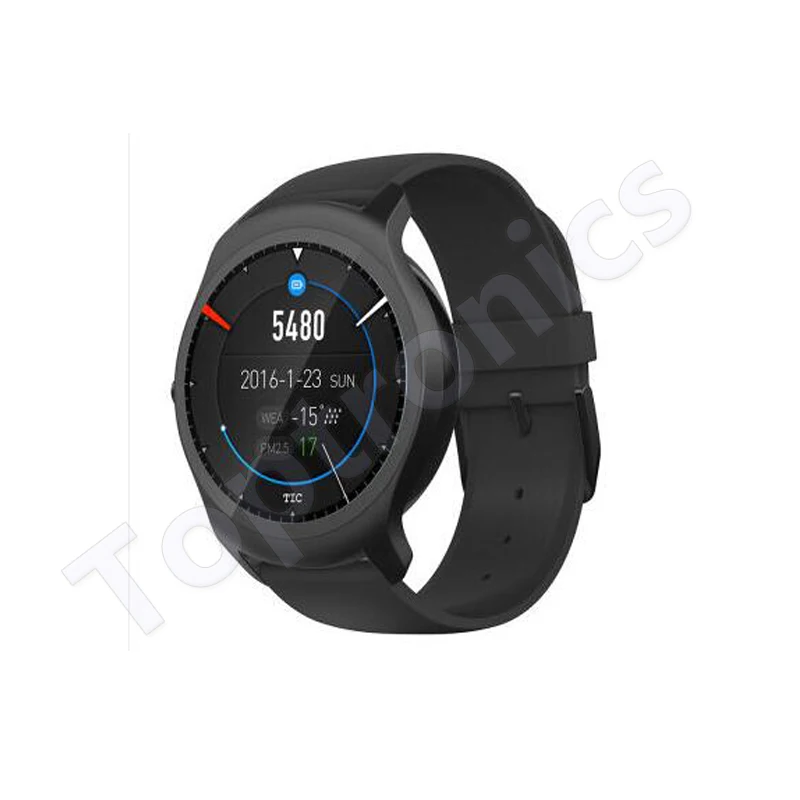 Лучшие продажи 1,2 ГГц двухъядерный процессор MT2601 круглый oled ticwatch 2 smartwatch телефон часы Поддержка gps wifi pk kw88 s99 - Цвет: Черный