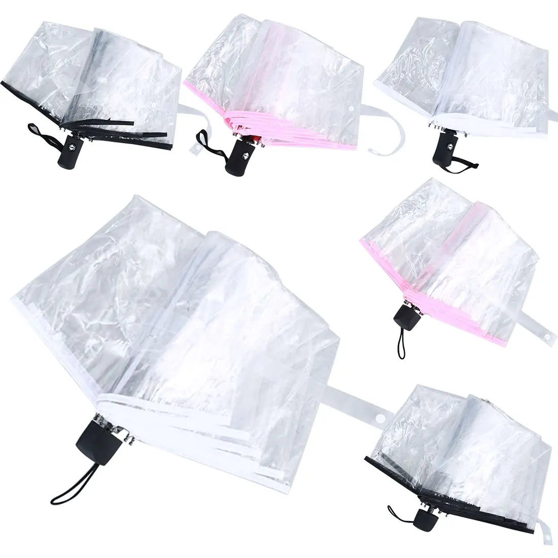 

Transparent Umbrella Automatic Manual Umbrella Three Folding Women Umbrellas Windproof Children's Umbrella Rain Women