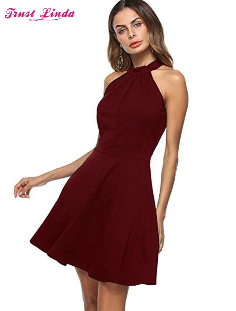 burgundy casual dress
