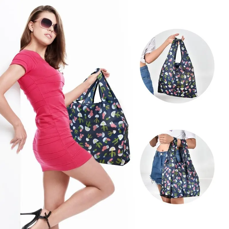 INONE 2019 Women Foldable Shopping Bag Tote Pouch Portable Reusable Grocery Storage Eco Bags Cactus Flamingo Dots Free Shipping INONE 2019 Women Foldable Shopping Bag Tote Pouch Portable Reusable Grocery Storage Eco Bags Cactus Flamingo Dots Free Shipping