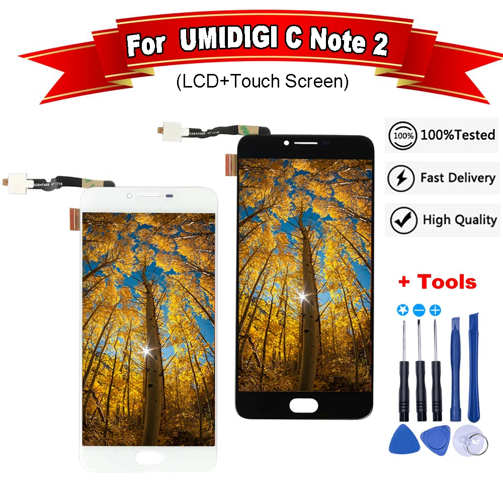 Для UMIDIGI C Note2 сенсорный экран + ЖК Полный ЖК-дисплей дигитайзер сборка для Note 2 с