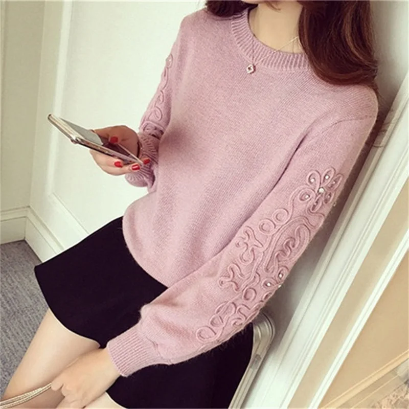 2016 Cashmere Fashion Women font b Sweater b font O Neck Long Sleeve Pullovers Ladies Solid