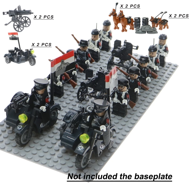 

WW2 Army Soldiers Troop Military German Russia Us Uk Soviet Italy Building Block With Weapons Guns Accessories Legoinglys toys