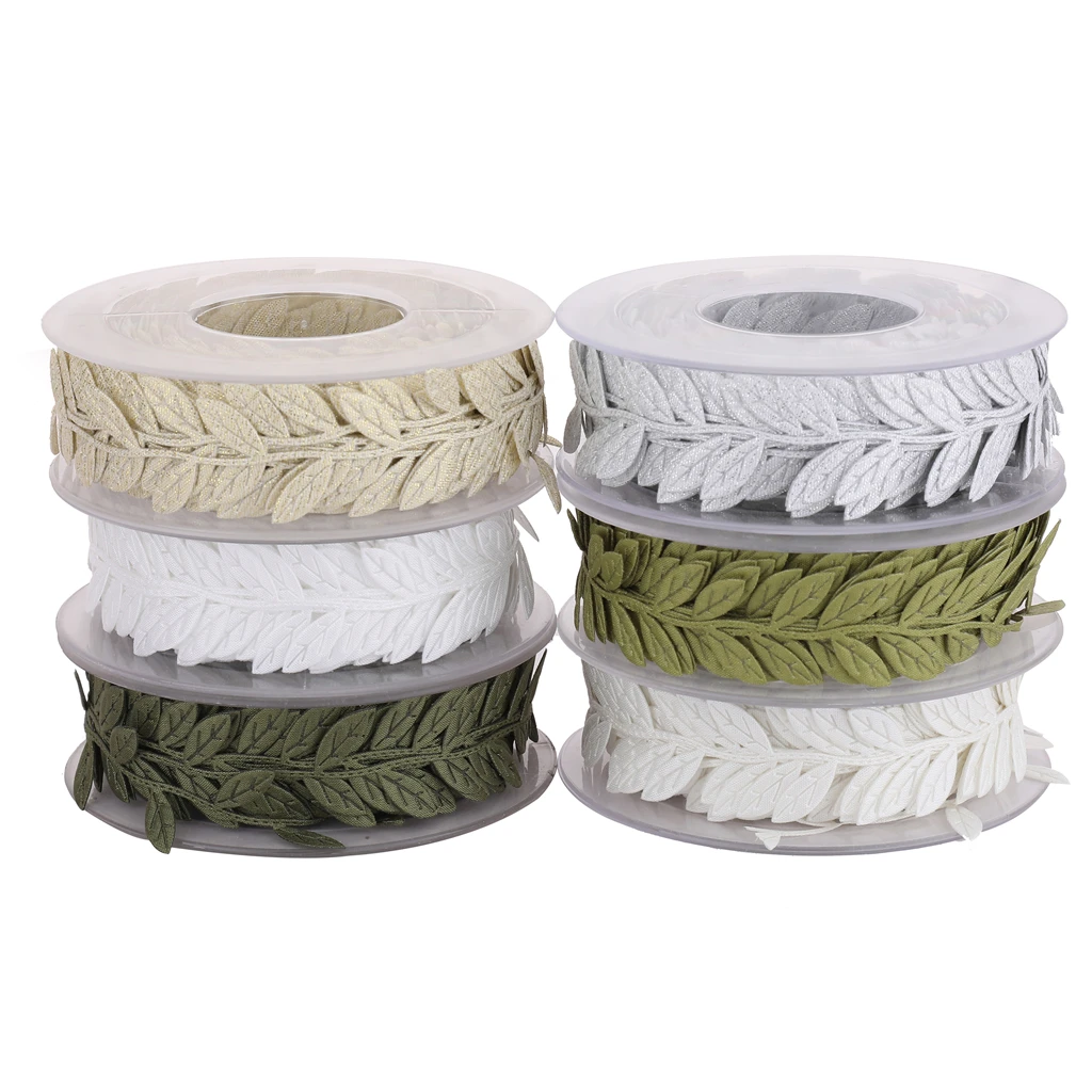 16 Yards / Roll Simulation Leaves Ribbon Wreath Accessories Wedding Wall Crafts Party Decoration
