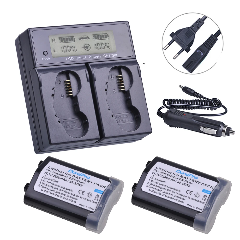 2Pc 3200mAh EN-EL4a ENEL4a EN EL4 Camera Battery Akku + Rapid LCD Dual Charger for Nikon D3S D2H D2Hs D3 D2Xs D2X D300 F6 D2 | Электроника