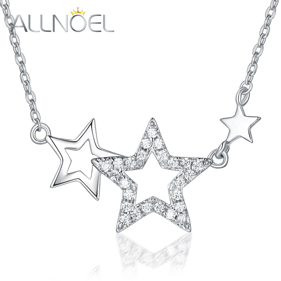 

ALLNOEL 925 Sterling Silver Necklace Zircon Star Gemstone Fine Jewelry Argent Bijoux Anniversary Engagement Gifts On March 8 Hot