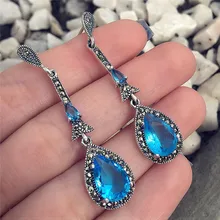 Modyle 2020 moda Boho mücevher kolye küpe kadınlar için Bohemia Vintage mavi kristal damla küpe kadın