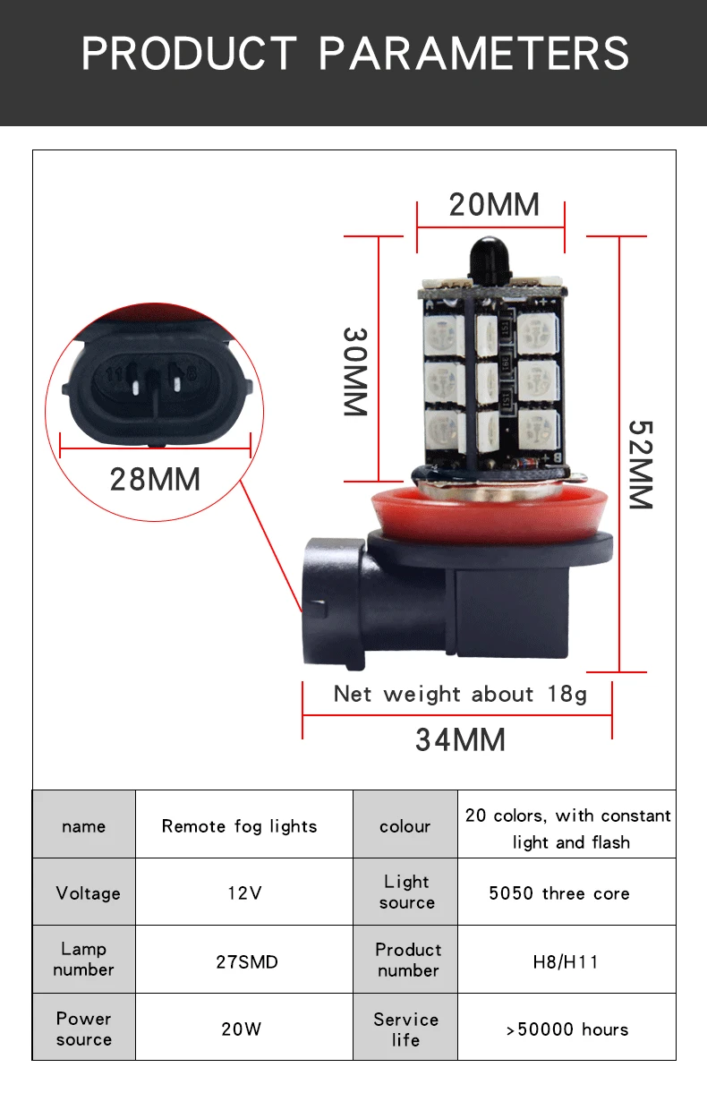 2psc 5050 27SMD 3-контактный светодиодный RGB пульт дистанционного управления туман светильник головной светильник s вспышка лампа 9005 9006 H7 H8 H11 7440 1156 окружающей среды светильник комплект