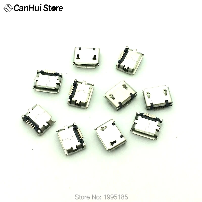 

50Pcs/Lot Micro USB Female Socket 5pin SMD Short Needle Copper Shell Data Port Charging Port MK5P Mini Usb Connector