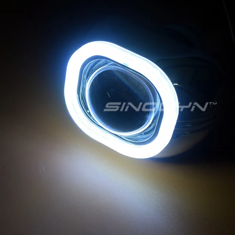 SINOLYN 3,0 дюймов H4 Q5 Биксенон HID проектор квадратный COB светодиодный объектив ангельские глазки комплект фар с/без дьявола глаза автомобиля стиль