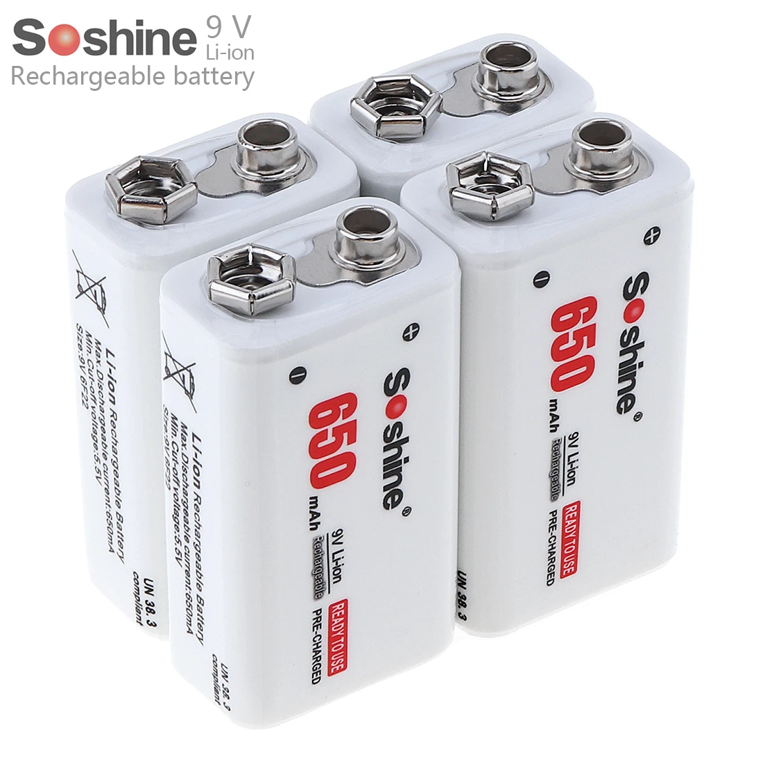 4 шт. аккумуляторная батарея Soshine 6F22 650 мАч 9 в Li Ion с портативной аккумуляторной