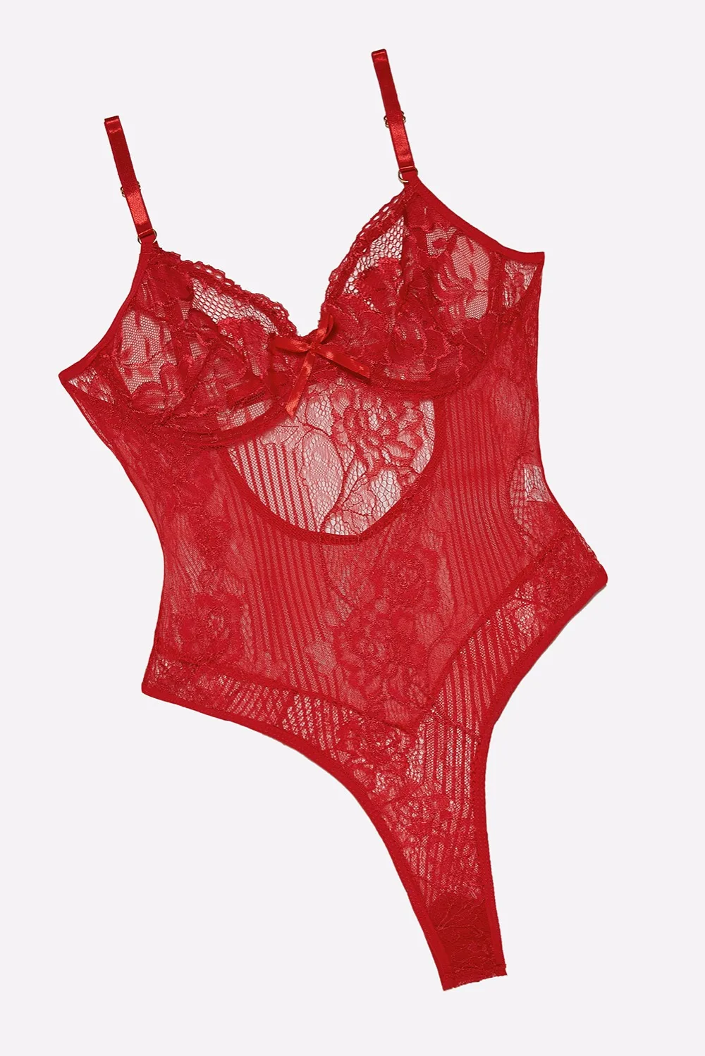 Red-Yummy-Scalloped-Lace-Teddy-Lingerie-LC32095-3-8