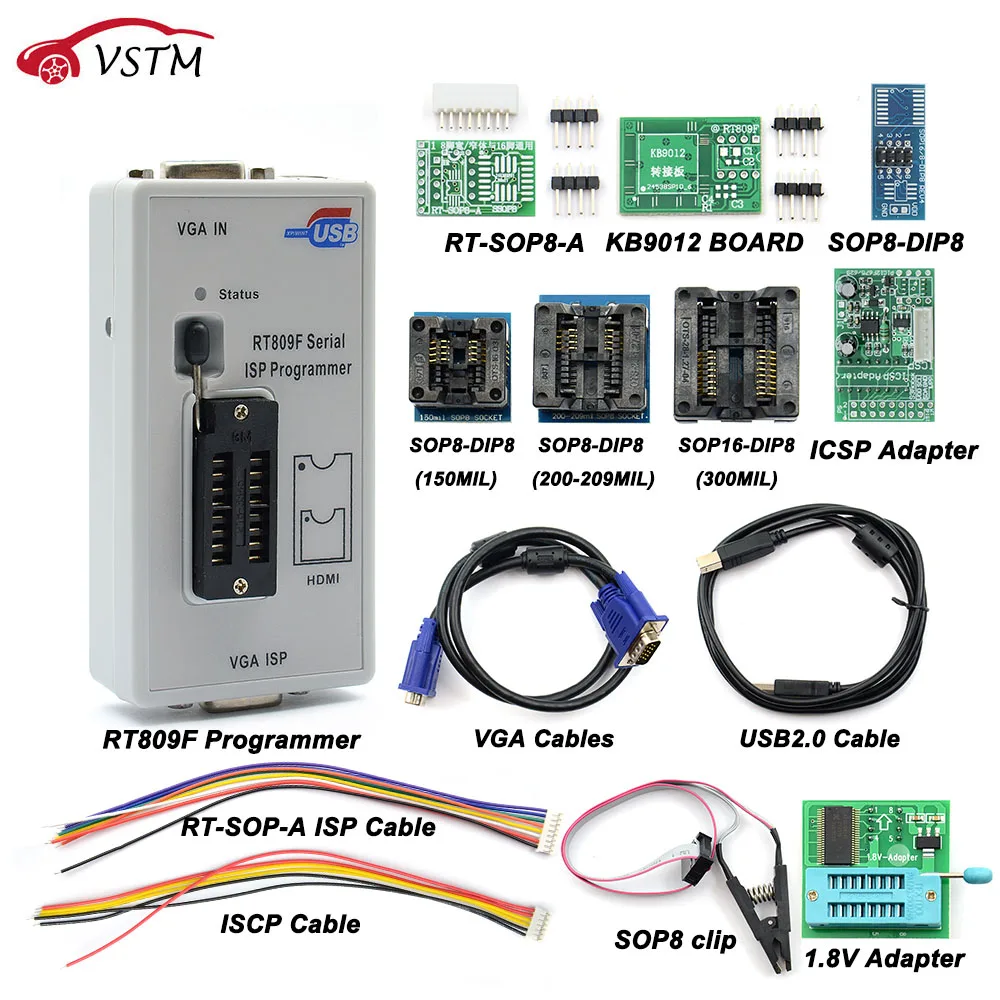 2019 Новое поступление RT809F ЖК-дисплей Дисплей ISP программист модуль с SOP8 Тесты зажим 1,8 V адаптер переменного тока TSSOP8/SSOP8 11 адаптеры для