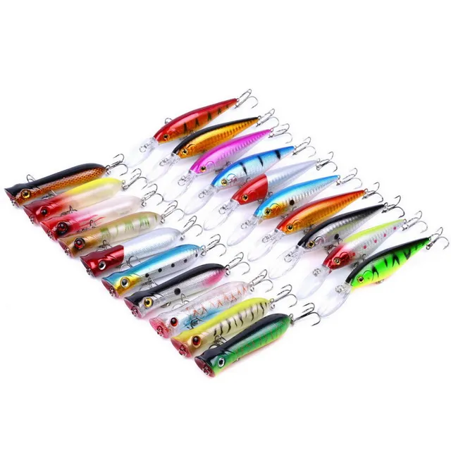 20pcs/set Minnow/Popper Lure Iscas Artificial Bait Fishing Kit