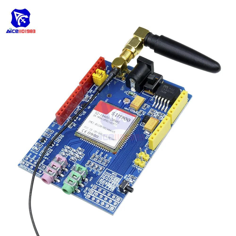 Модуль разработки diymore SIM900 850/900/1800/1900 МГц GPRS GSM плата с IPX интерфейсная антенна для