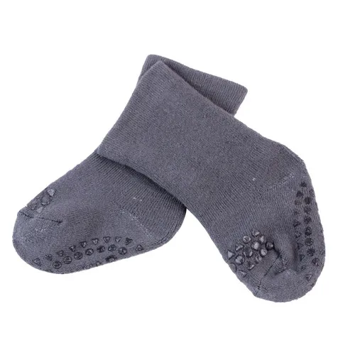 Puseky/Носки для новорожденных унисекс с рисунком нескользящие носки с резиновой подошвой для девочек и мальчиков, хлопковые зимние носки-башмачки для малышей От 0 до 3 лет - Цвет: Dark Grey