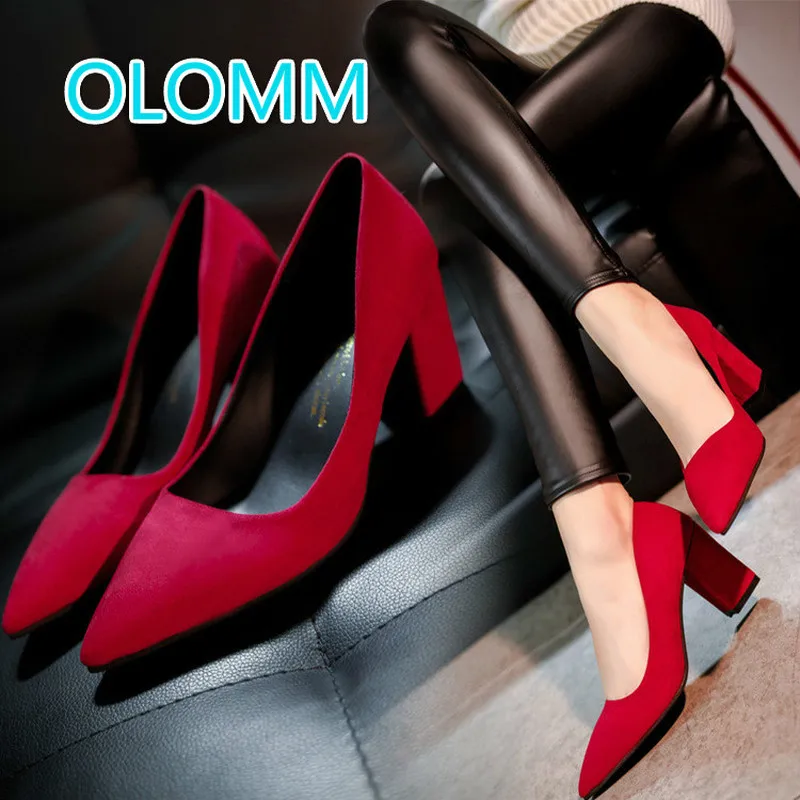 

2019 Spring New Korean version high heels fashion rough heel pointy work shoes