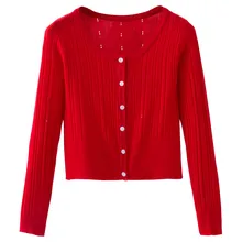 Свитер женский корейский свободный короткий свитер Весна и осень с длинным рукавом женский кардиган Топ PZ159