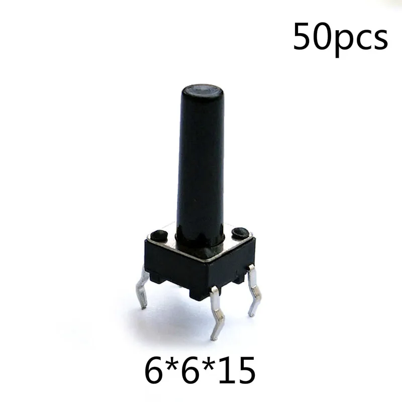 50pcs/lot 6*6*15 mm 4 PIN Tactil Tact 12V Push Button Interruptor Micro Switch Direct Plug-in Self-Reset Top | Обустройство дома