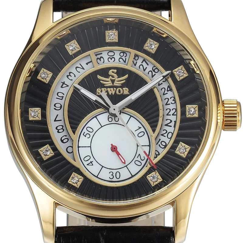 

SEWOR Top Design Auto Date Automatic Mechanical Mens Leather Watches Sports watches