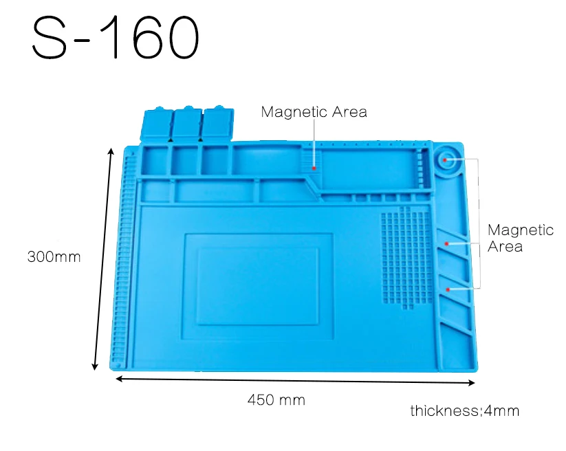 S-170 S-160 S-150 S-140 теплоизолирующая силиконовая пайки коврик стол обслуживания подъемной платформой для ремонта станция с магнитным - Цвет: S-160