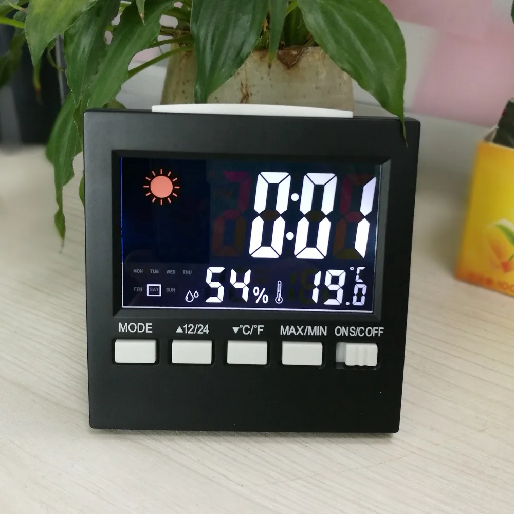 

Room Indoor Electronic Temperature Humidity Meter Digital Thermometer Hygrometer Weather Station with Alarm Clock Snooze